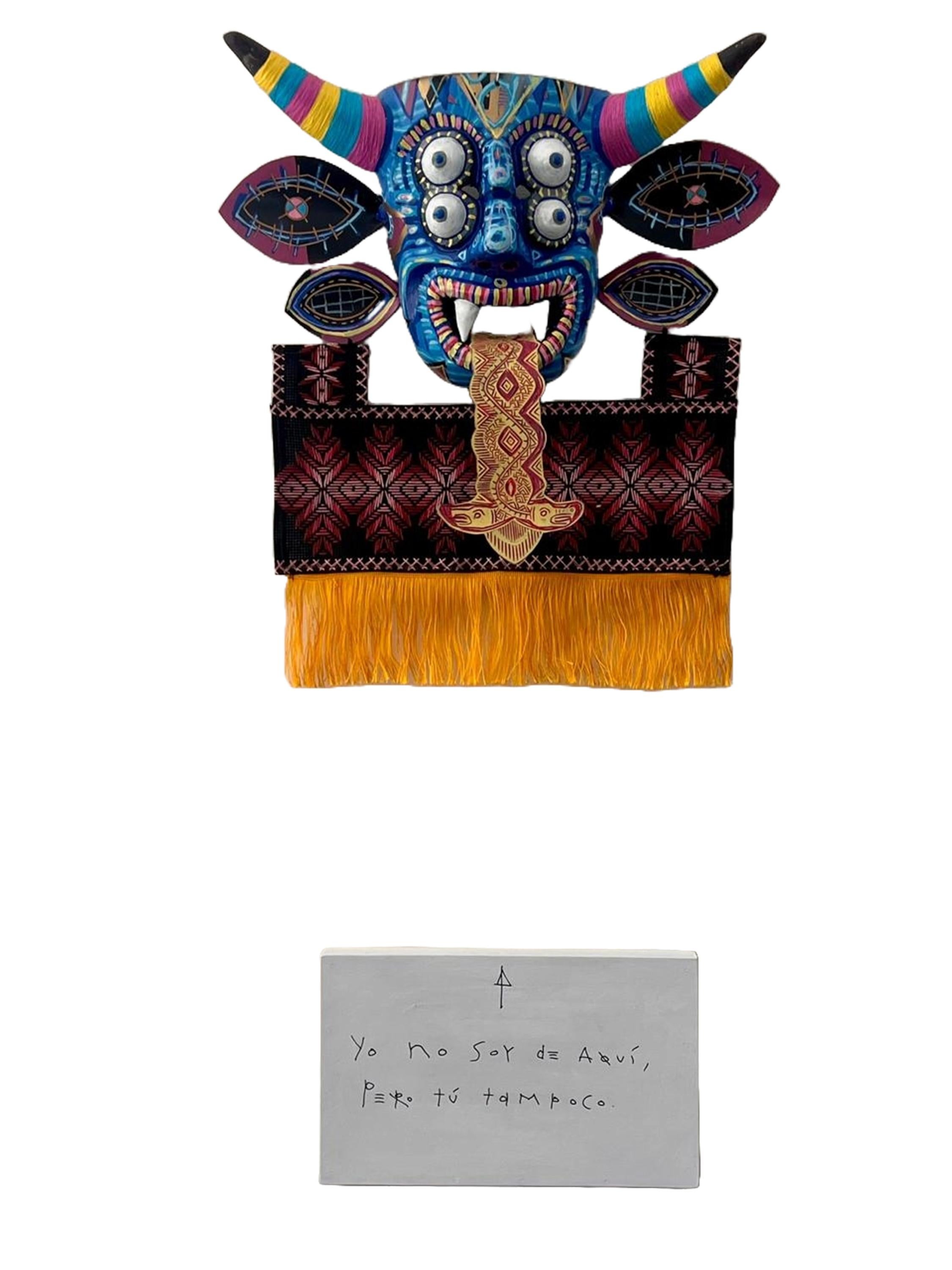 I am not from here but you neither, Acrylic on Wood, Folk Art Sculpture, 2026