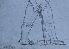Studie Golfspieler Kugelschreiber auf Papier Kunstwerk