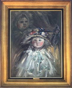 Still life of old dolls oil on canvas painting