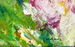 Mediterranean Garden with Woman Under Almond Blossom Impressionist Oil canvas