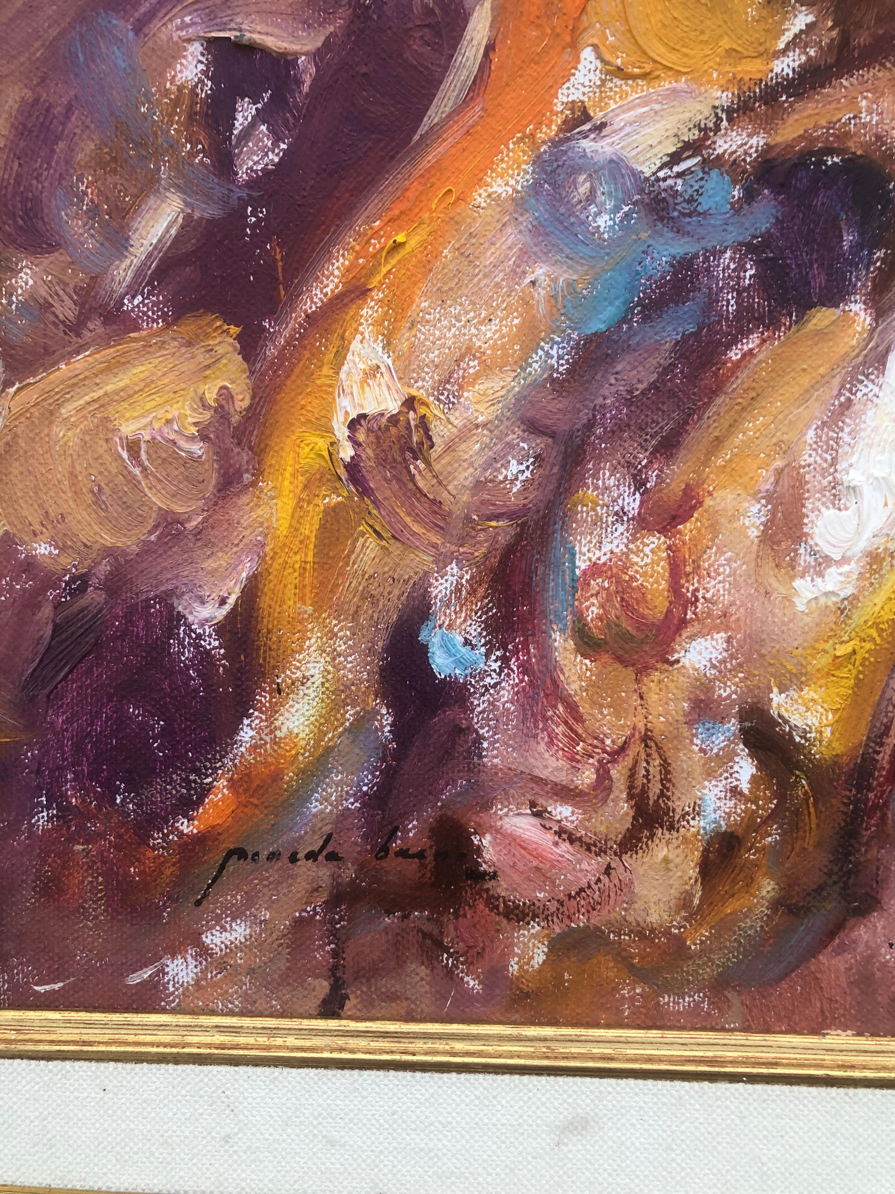 Frau am Meer, Öl auf Leinwand, Gemälde mediterranes  (Post-Impressionismus), Painting, von Jose Antonio Pineda Bueno