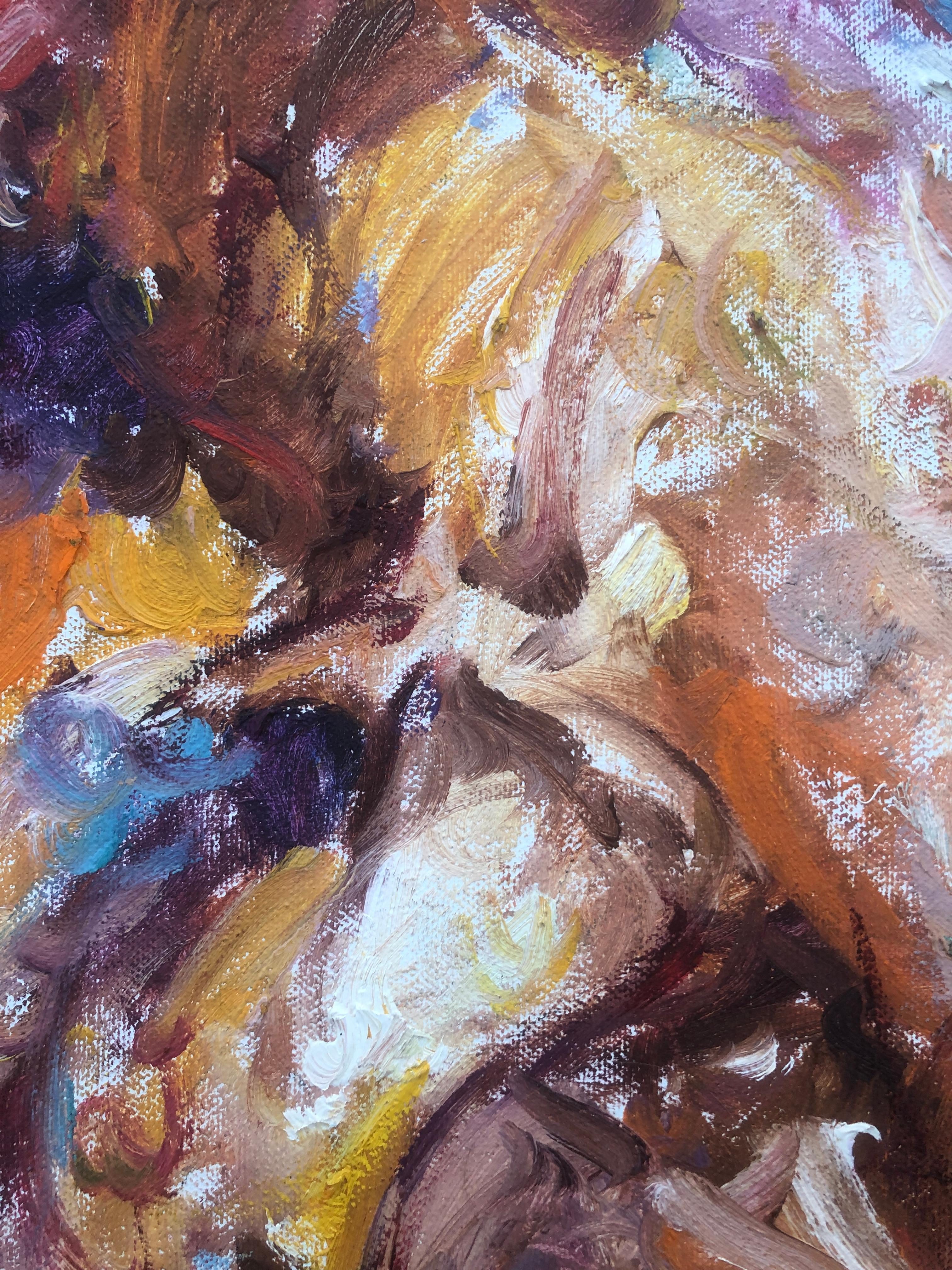 Mujer junto al mar óleo sobre lienzo pintura mediterránea - Figurative Painting Gris de Jose Antonio Pineda Bueno