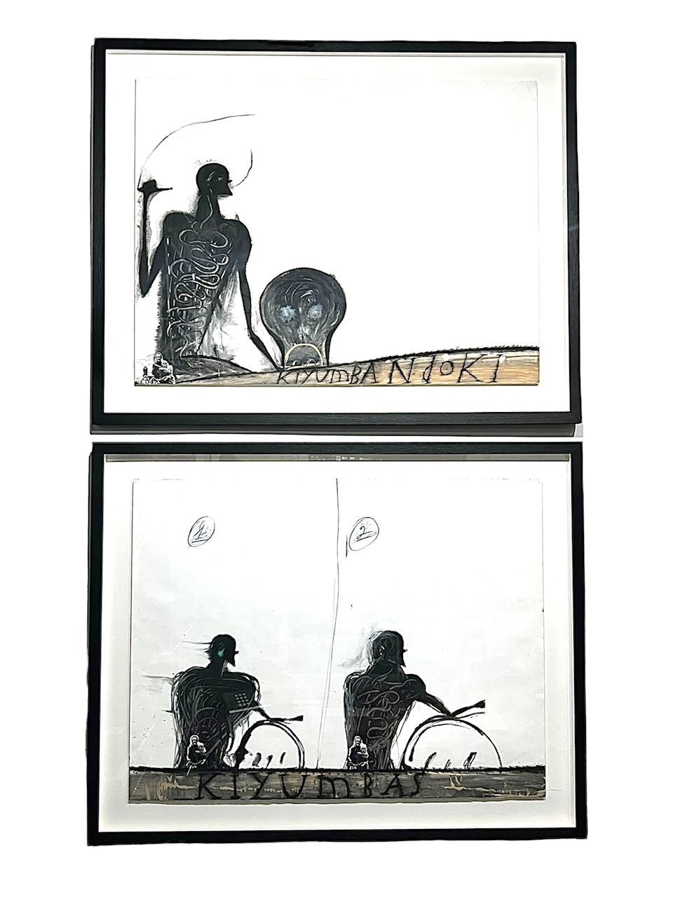 Jose Bedia, 1998 - Paire de techniques mixtes abstraites et peintes sur papier 8