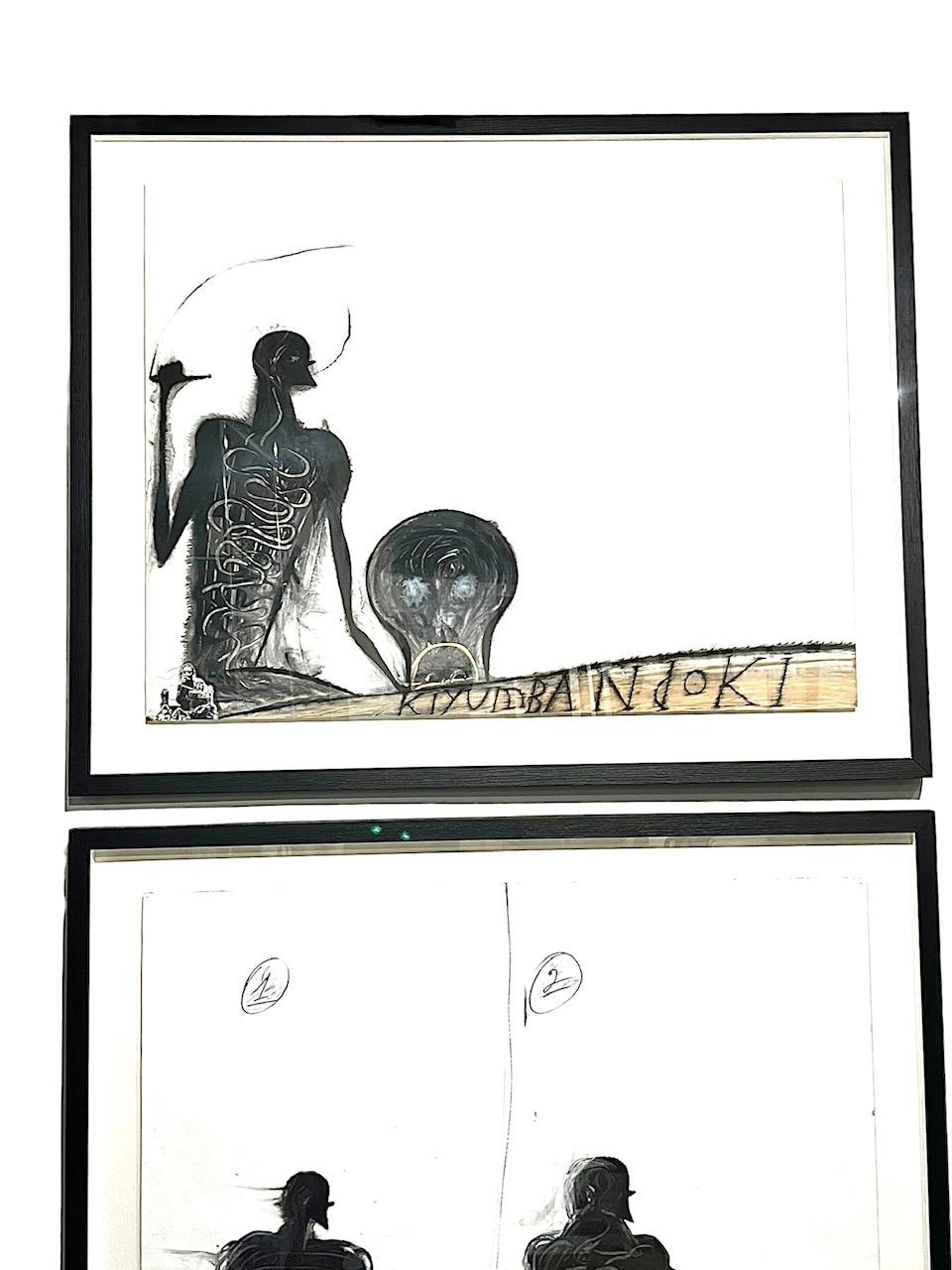 Jose Bedia, 1998 - Paire de techniques mixtes abstraites et peintes sur papier 10