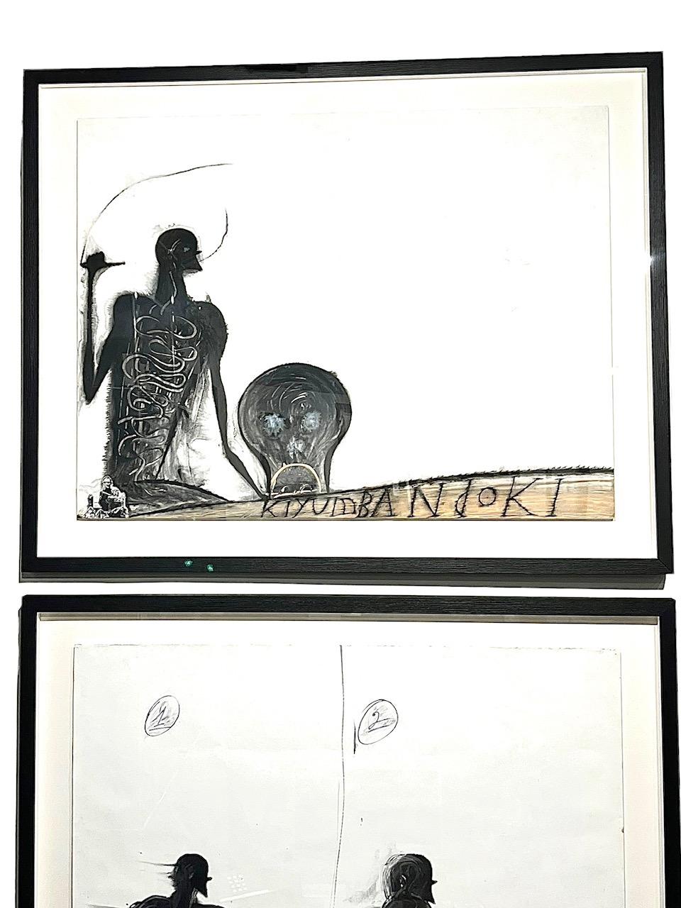 20ième siècle Jose Bedia, 1998 - Paire de techniques mixtes abstraites et peintes sur papier