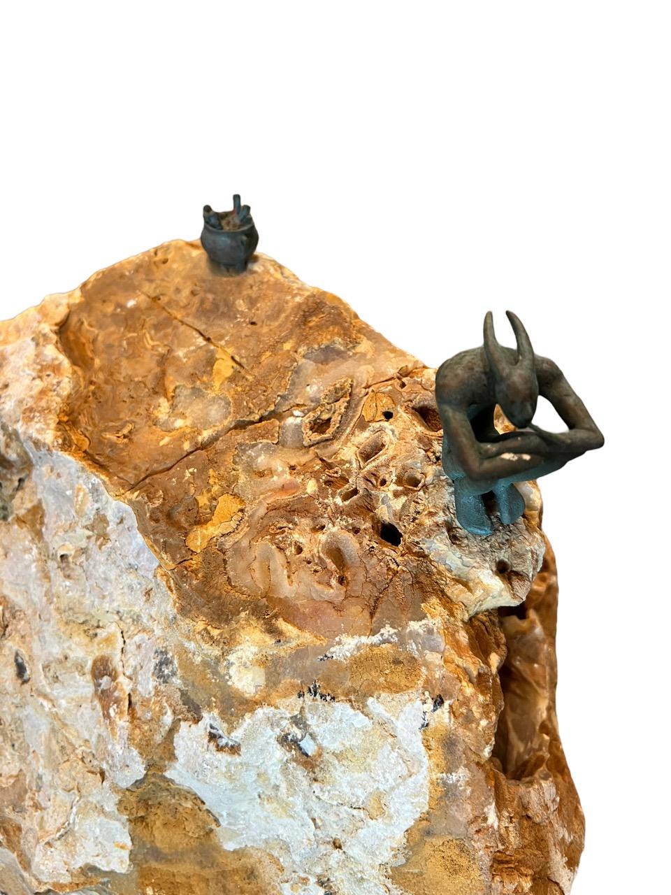 Jose Bedia, Pareja de esculturas contemporáneas, cubanas, bronce y piedra en venta 4
