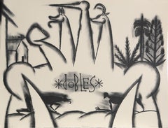 Dobles, Surrealistische Lithographie von Jose Bedia