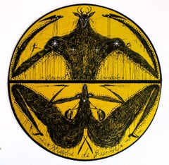Jose Bedia "Animal Armado y Madre de la Guerra" 2019 serigrafía xilográfica enmarcada 78x78