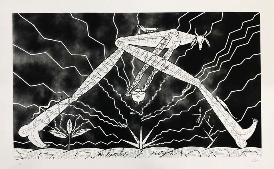 "Tumba y Raja" 2019 (see video) Signed Original Large Engraving Cuban Art Print