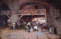 "Time For Discussion", 19th Century Oil on Wood Panel by José Benlliure Gil