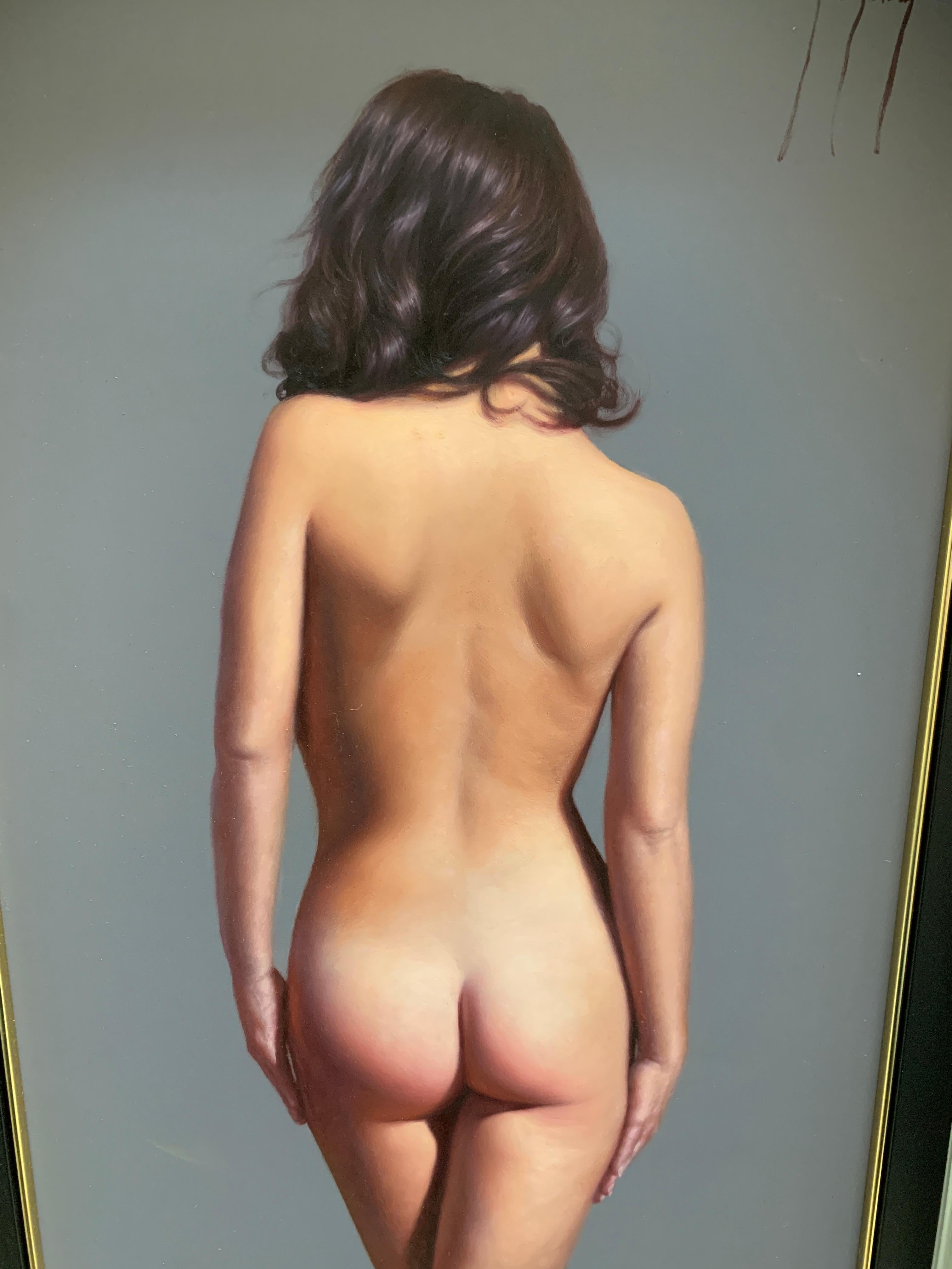 Equilibrio (Balance) - Brown Nude Painting by Jose Borrell