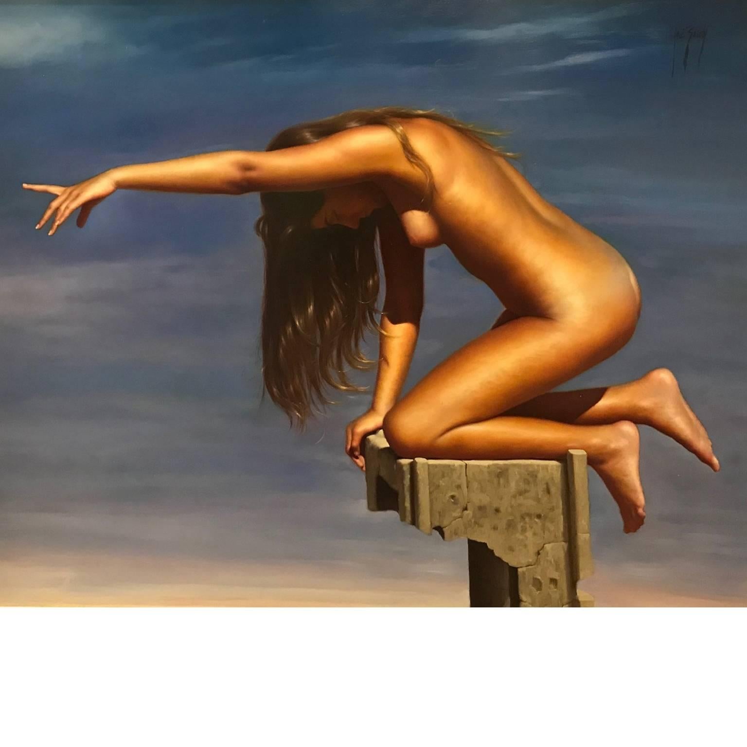 Jose Borrell Nude Painting - NUDE , PHOTOREALIST