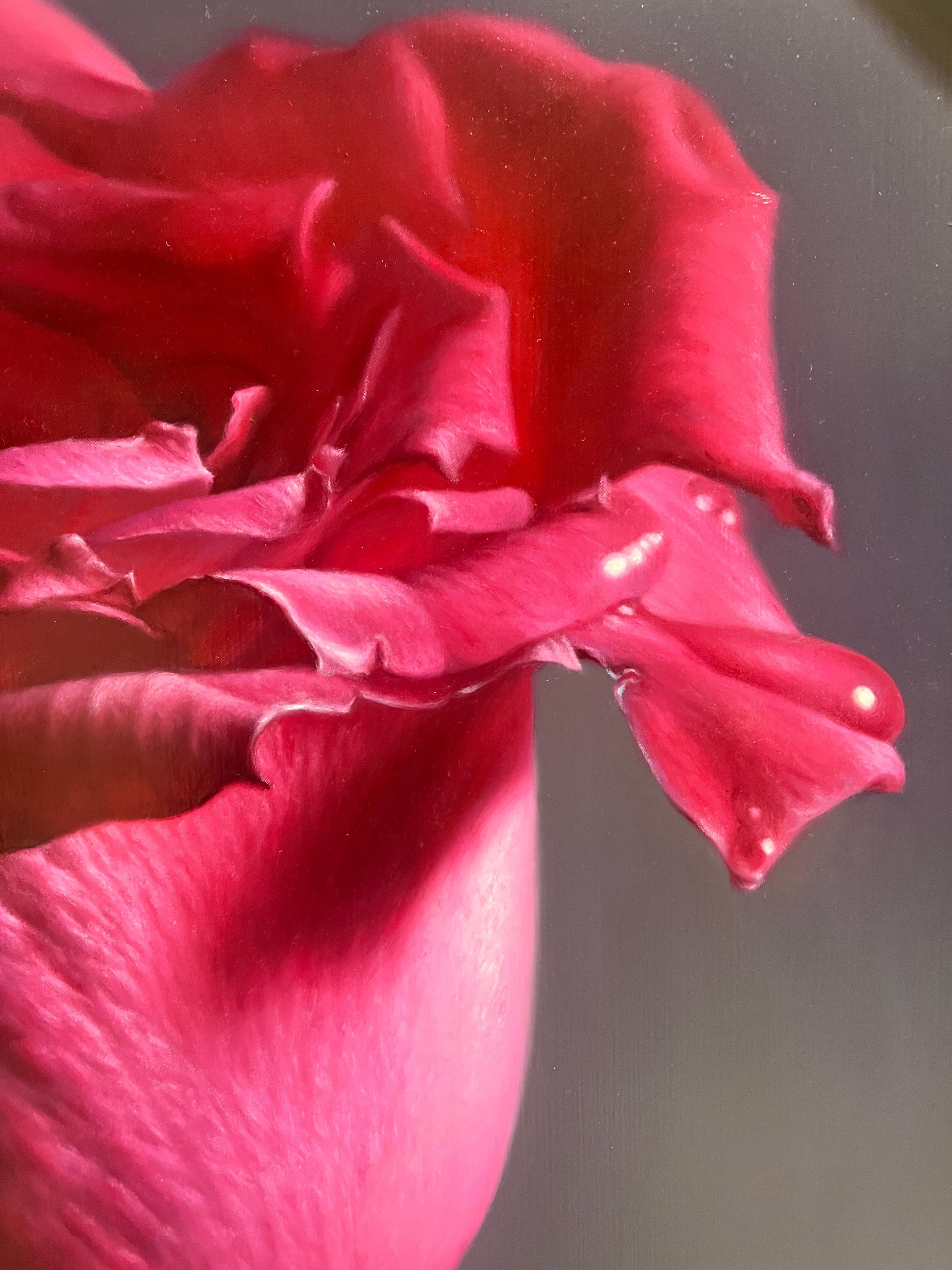 Red Red Rose - Photorealist Painting by Jose Borrell