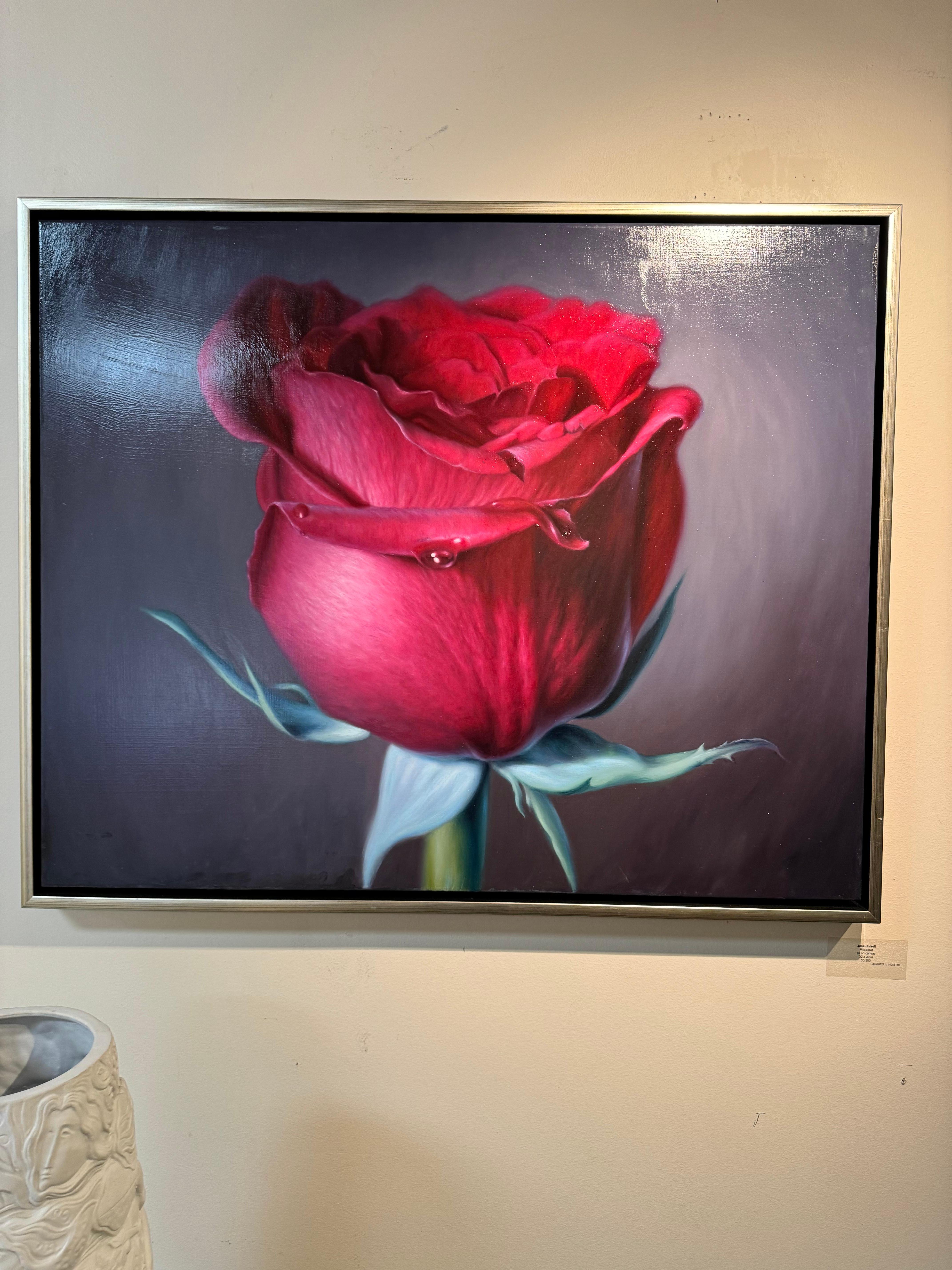 Rosebud - Still-Life Painting Negro de Jose Borrell