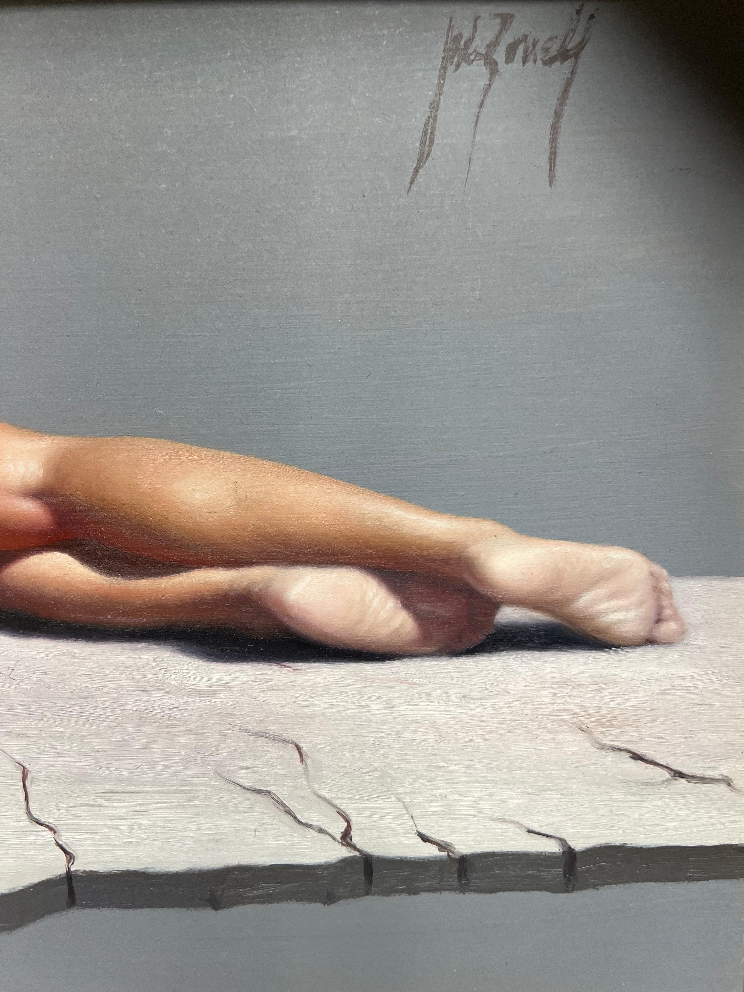 While You Sleep - Black Nude Painting by Jose Borrell
