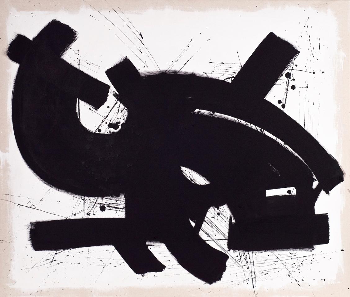 Jose Buelo, Untitled, Black and White Abstract on Canvas, 2018 1