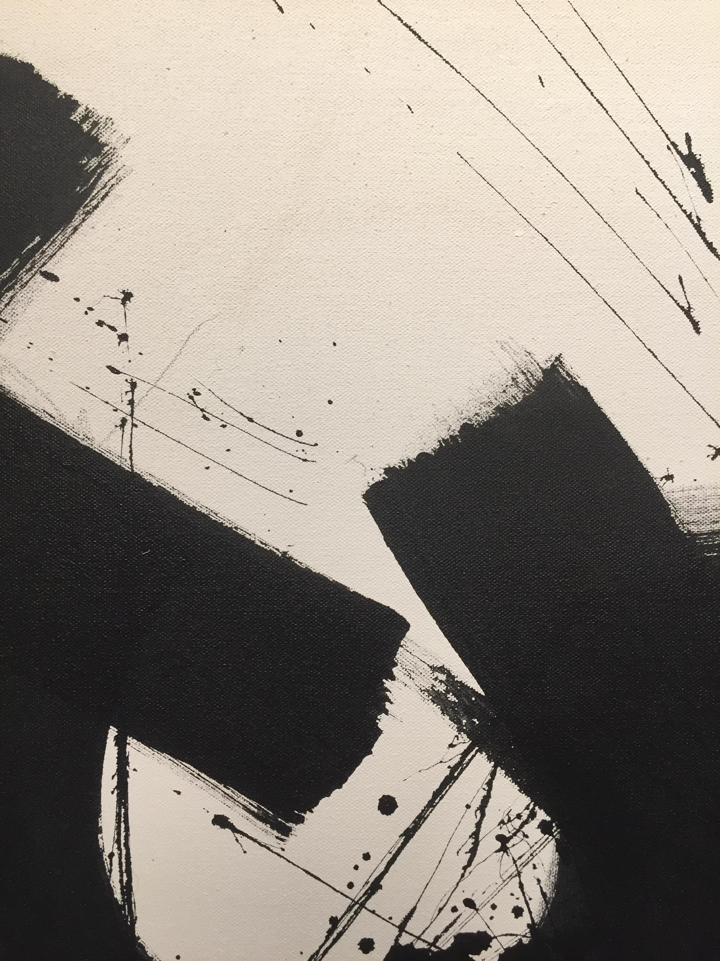 Jose Buelo, Untitled, Black and White Abstract on Canvas, 2018 3