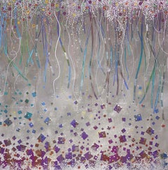 Célébration-49,5 X 49,5 Gris, violet et blanc