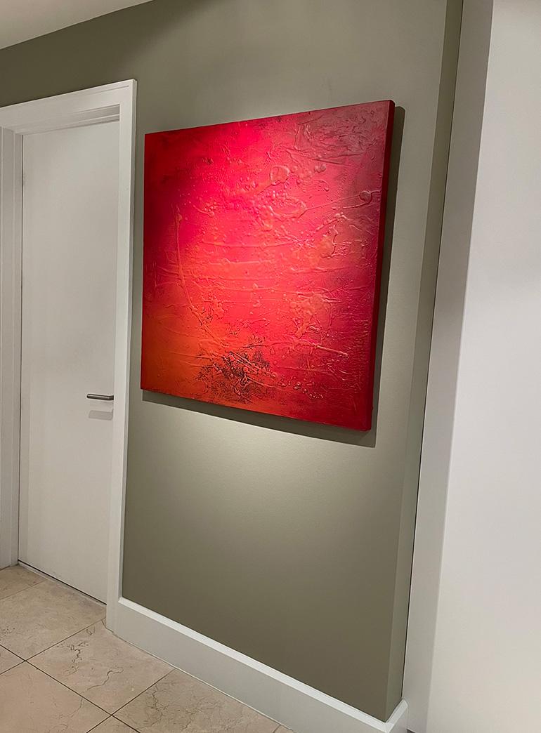 Piazza Rossa  36 X 36 - Abstract Painting Rosso di Jose Castro