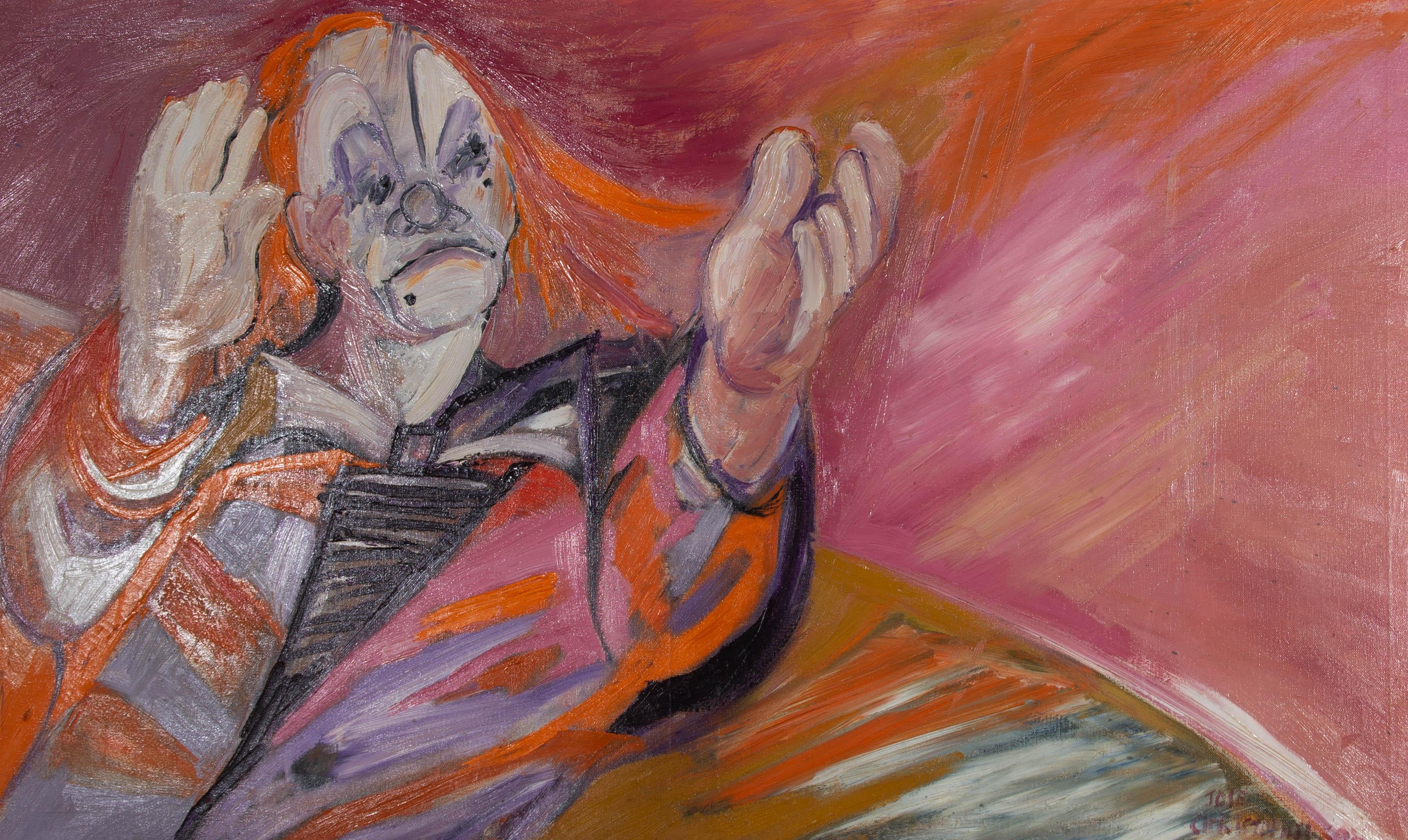 José Christopherson (1914–2014) - Mid 20th Century Oil, Applauding Clown - Painting by Jose Christopherson