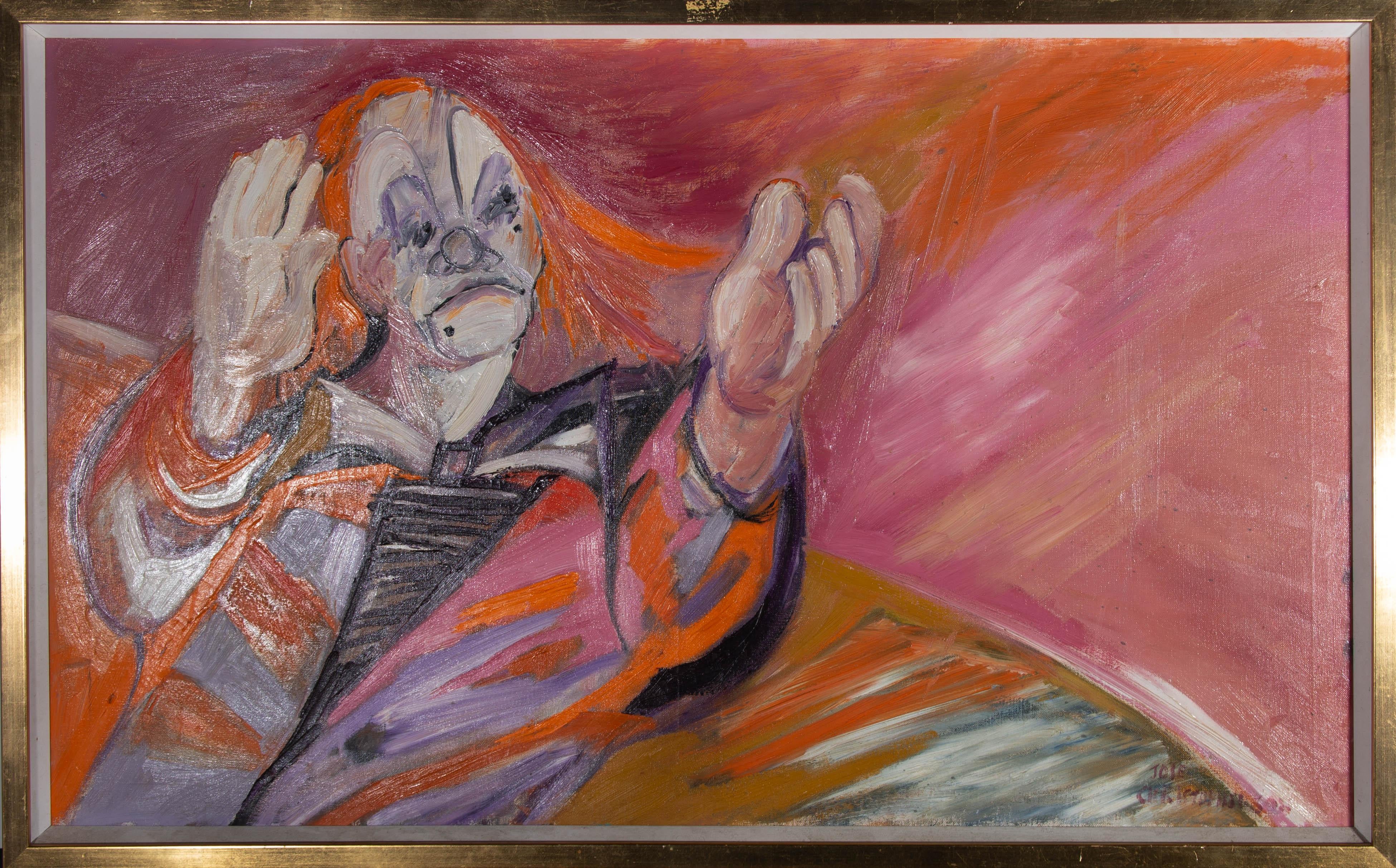 Jose Christopherson Portrait Painting - José Christopherson (1914–2014) - Mid 20th Century Oil, Applauding Clown