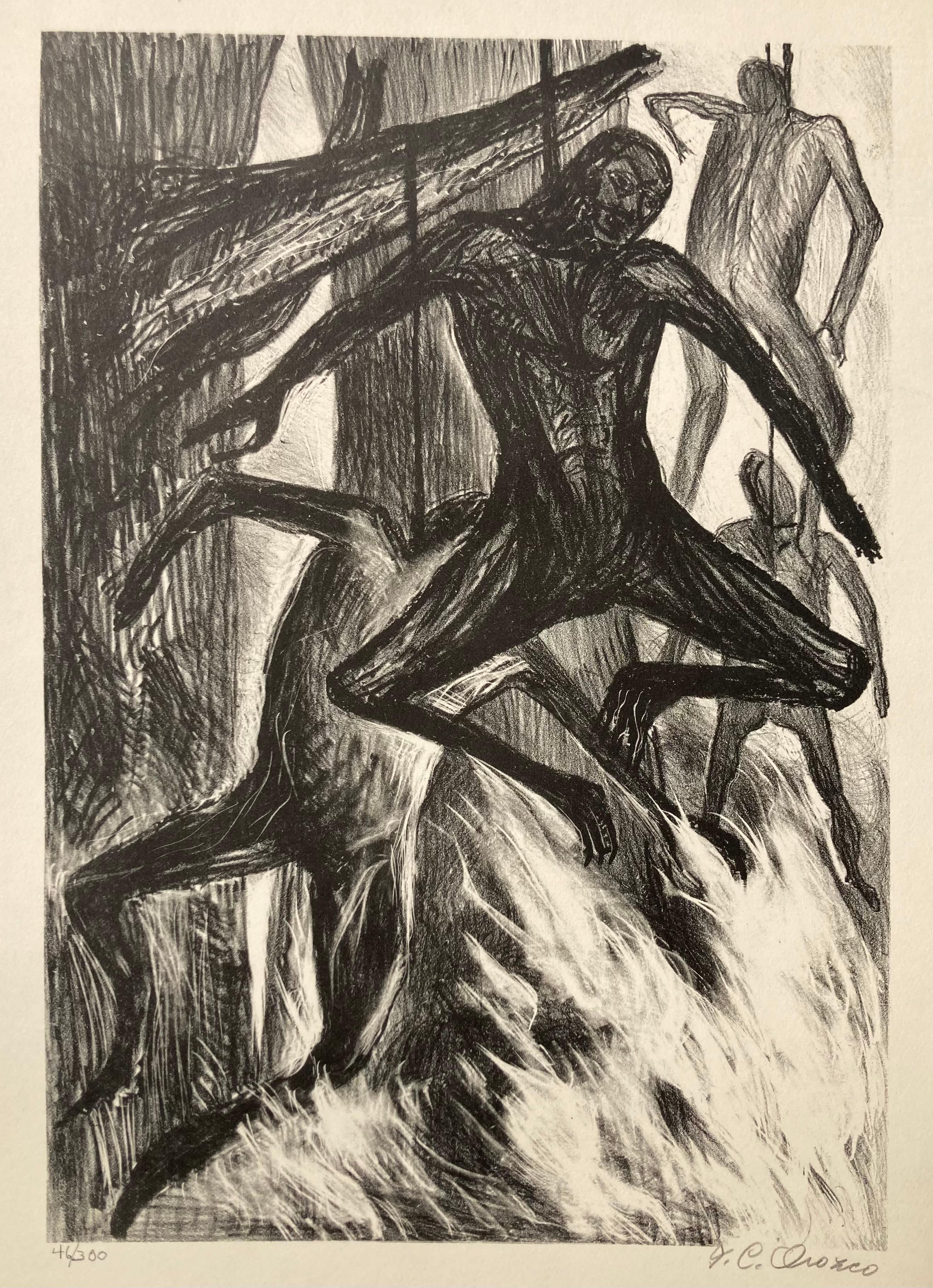 Figurative Print Jose Clemente Orozco - HANGED BLACK MEN - Publié pour la campagne anti-lynchage de la NAACP