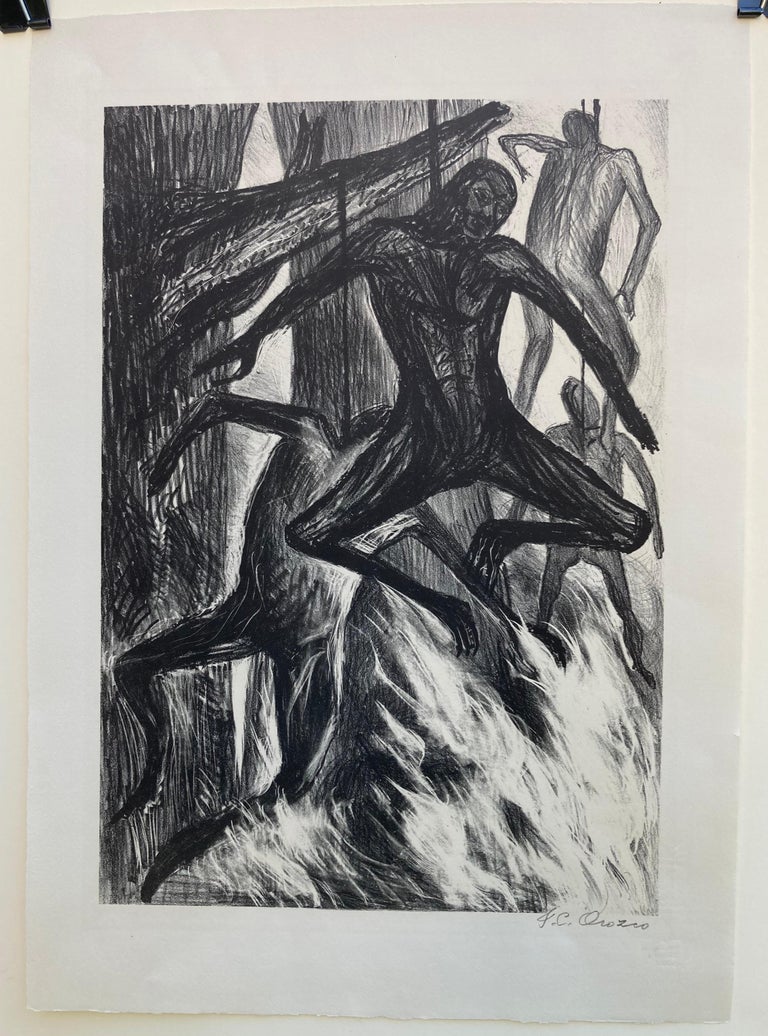 NEGROS COLADOS (Hanged Black Men)  - Realist Print by Jose Clemente Orozco