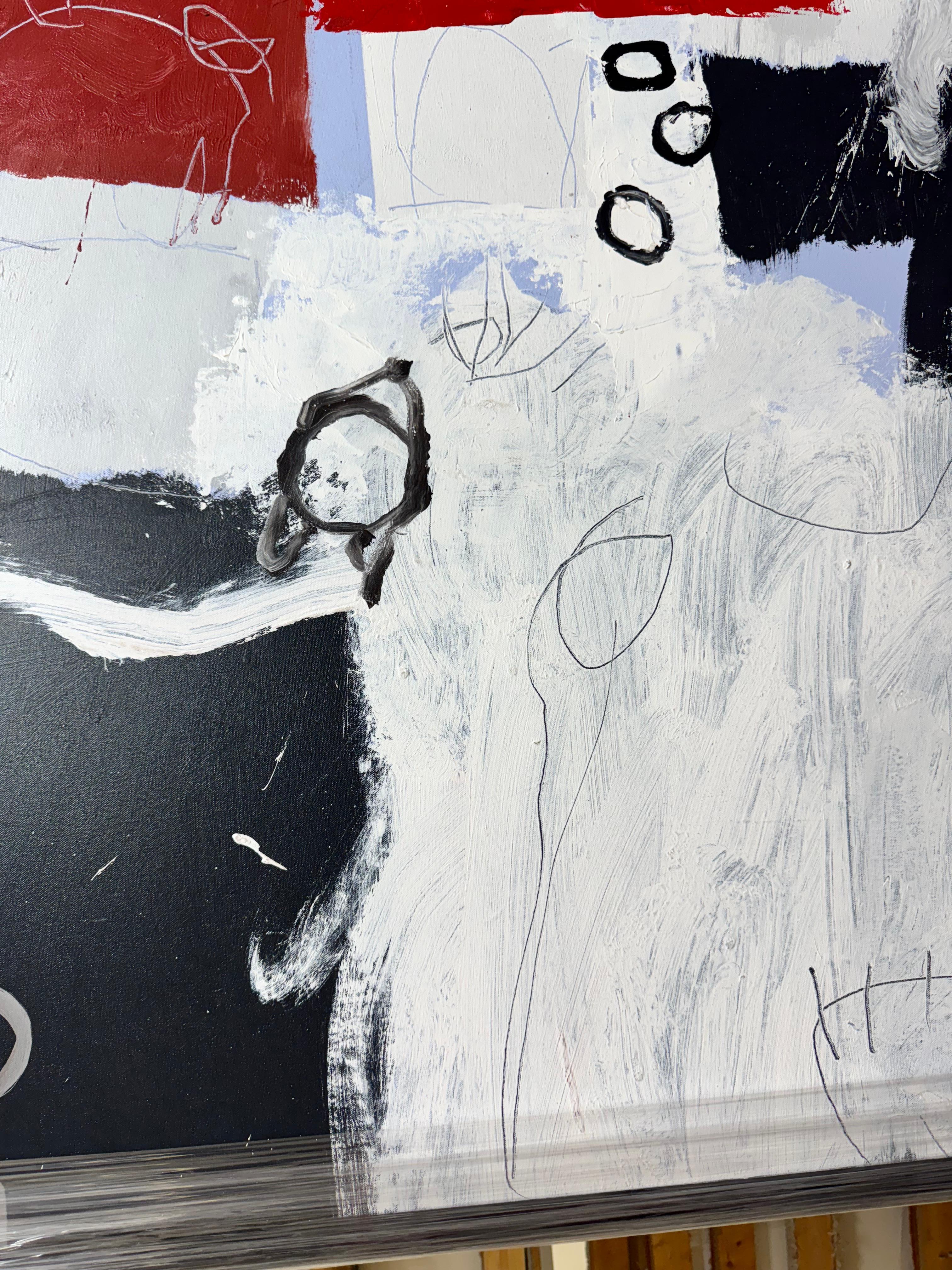 Il linguaggio di Basquiat - Abstract Painting Grigio di Jose Cortez