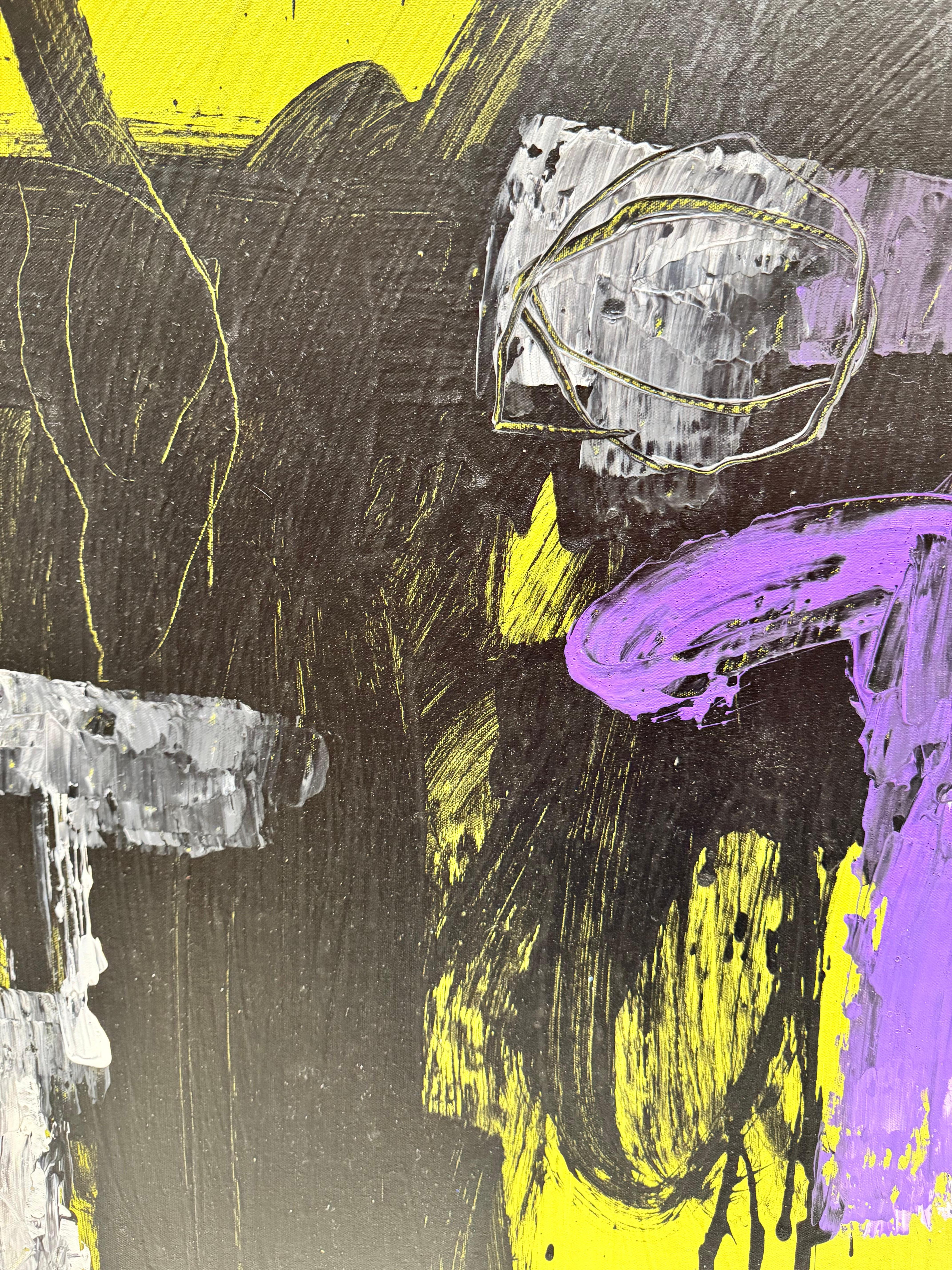 Fleur violette - Expressionnisme abstrait Painting par Jose Cortez
