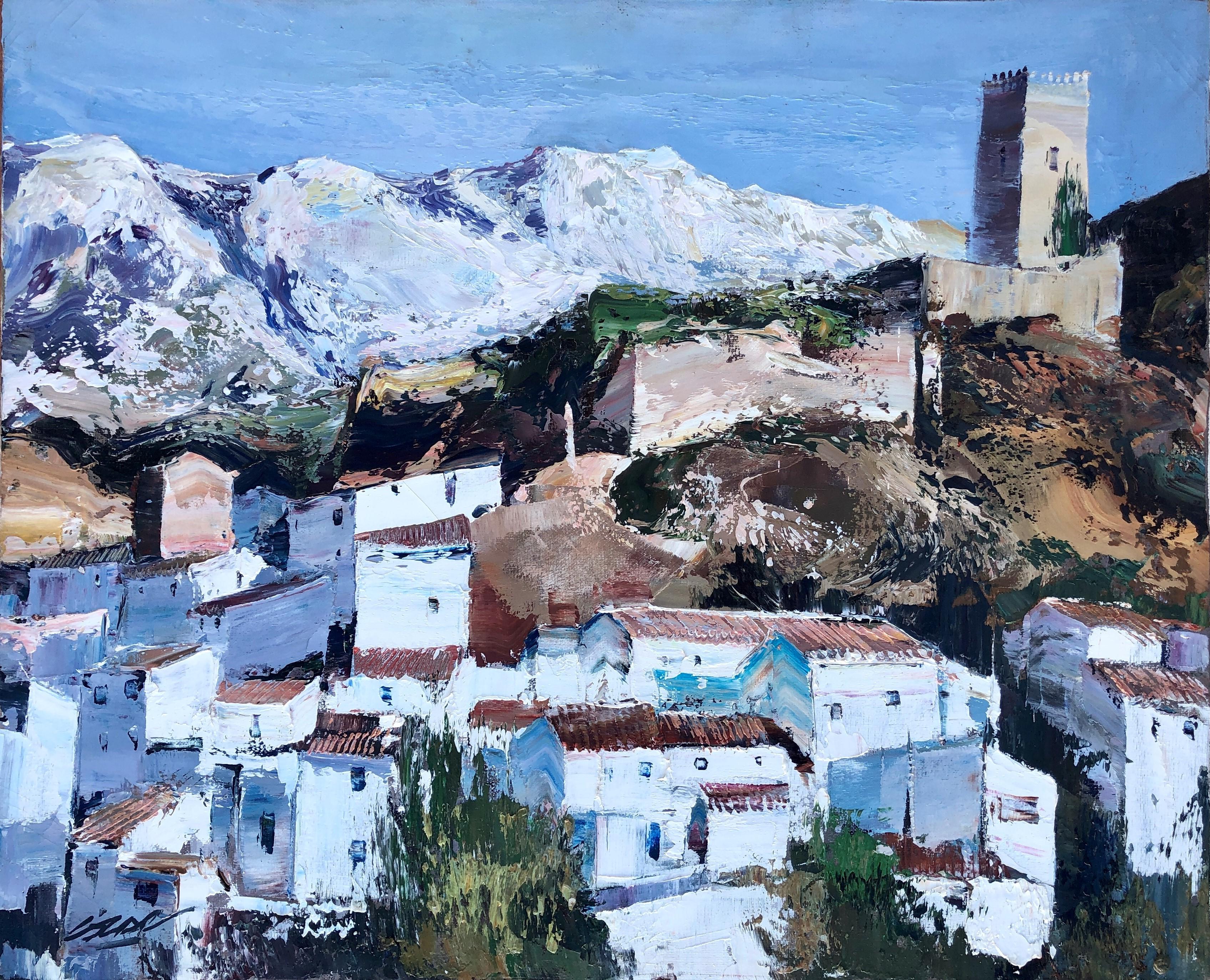 Jose Cozar Landscape Painting - Cazorla Jaen spanish landscape oil on canvas painting
