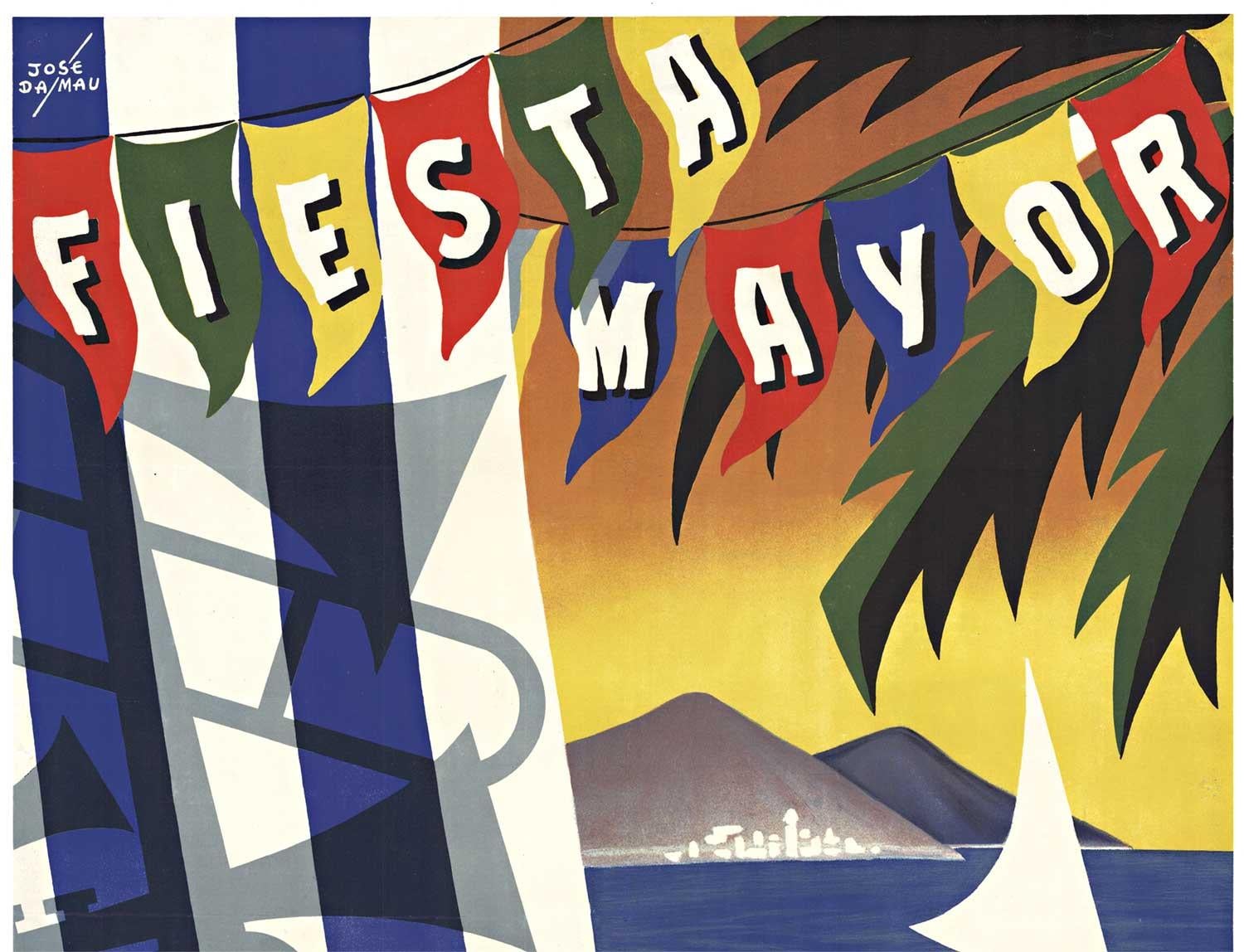 Original 'Fiesta Mayor Badalona' vintage Spanish festival poster  1955 - Print by Jose Dalmau