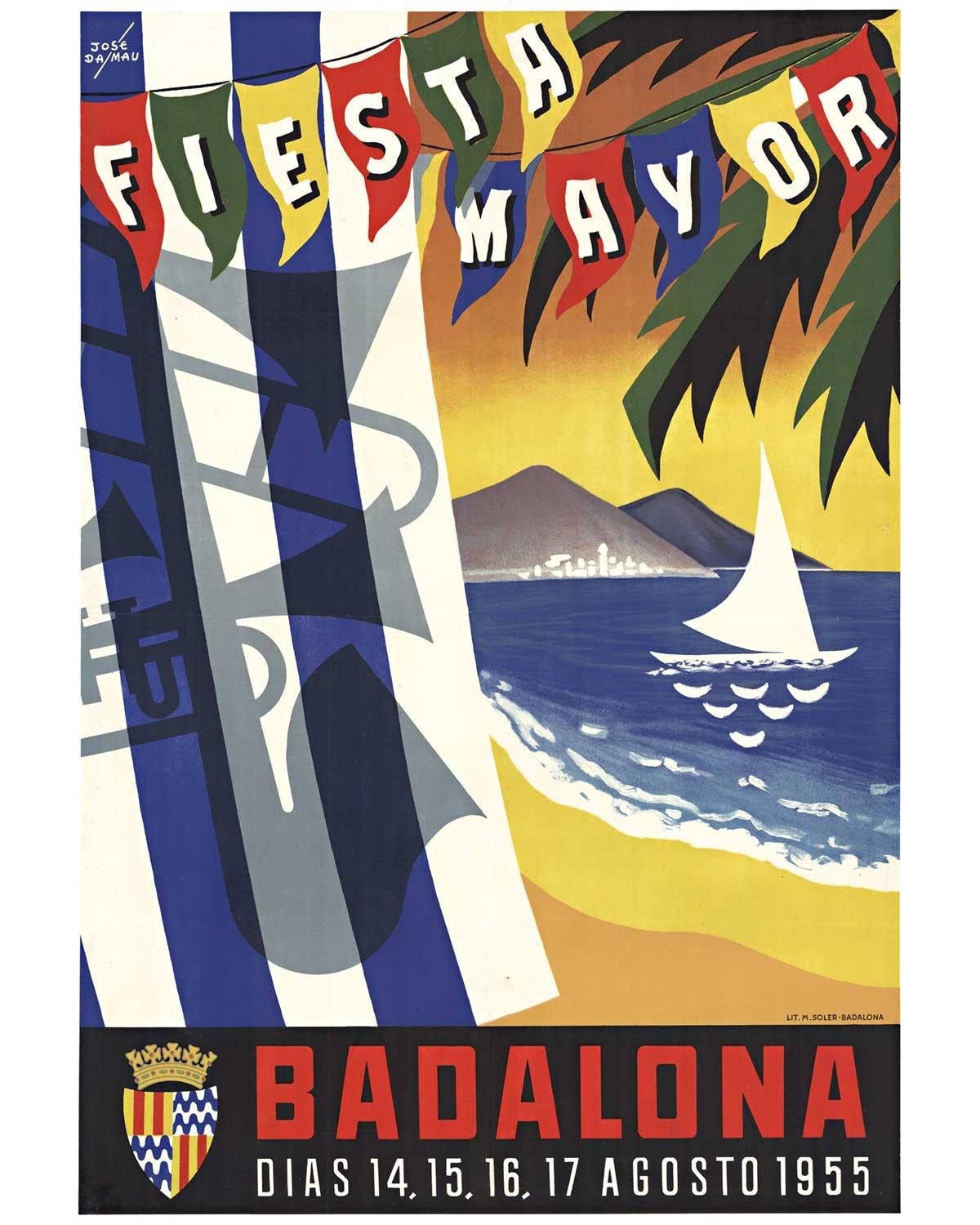 Cartel original de la Fiesta Mayor de Badalona  1955 - Print Beige de Jose Dalmau