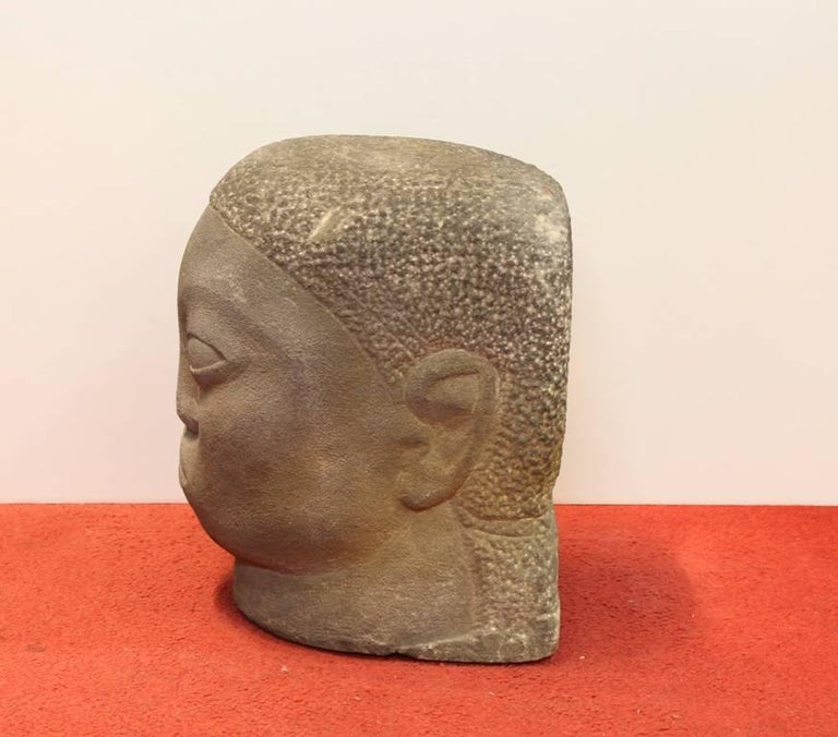 American Jose de Creeft Carved Stone Head For Sale