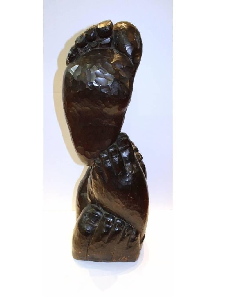 Jose de Creeft Carved Wood Sculpture of Feet In Good Condition For Sale In New York, NY