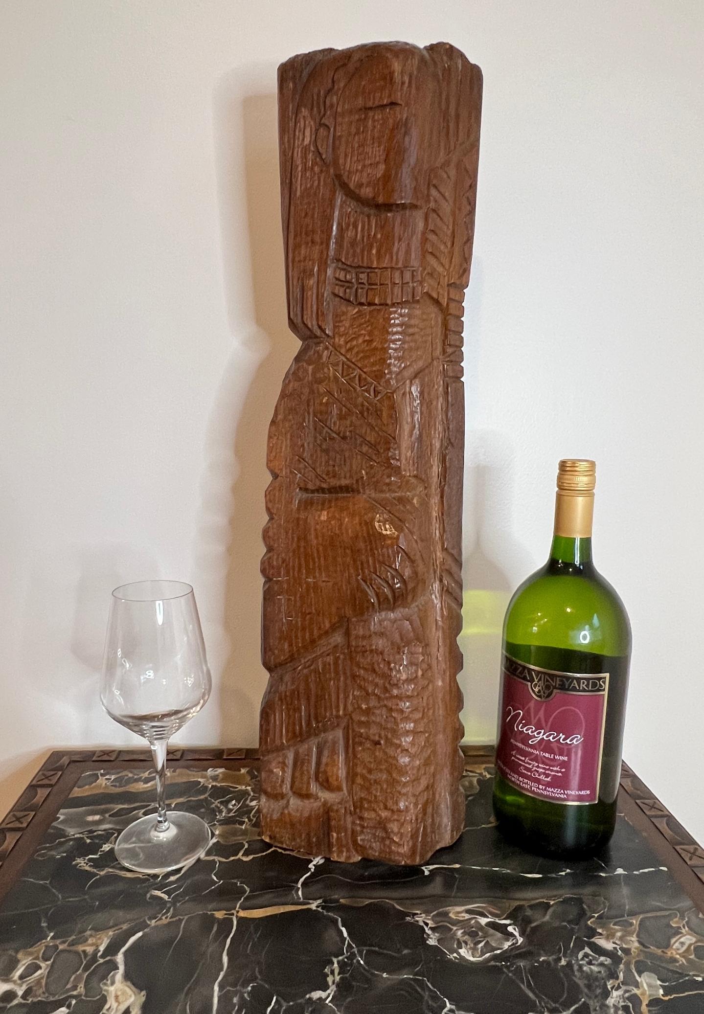 José De Creeft Female Totem Carved Wood Sculpture  For Sale 3
