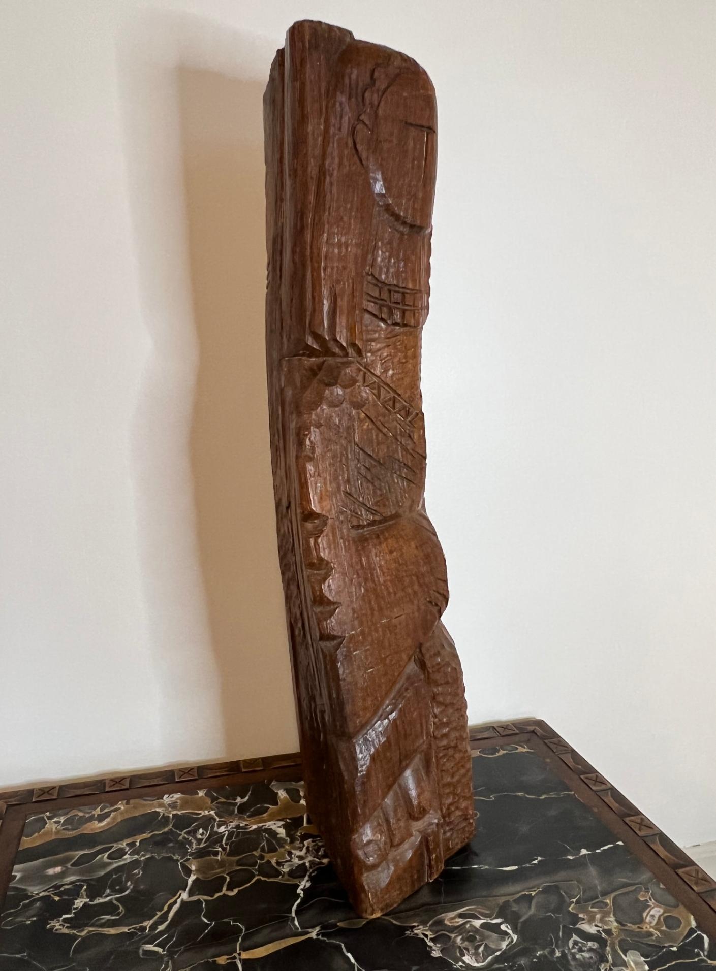 Hand-Carved José De Creeft Female Totem Carved Wood Sculpture  For Sale