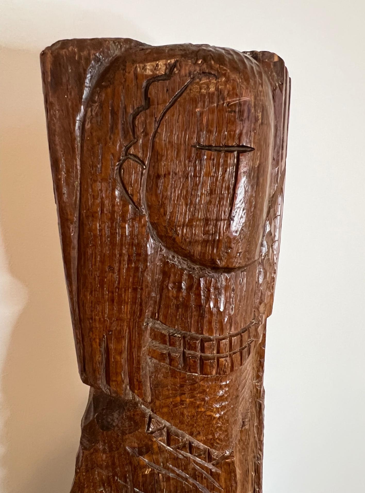 José De Creeft Female Totem Carved Wood Sculpture  In Good Condition For Sale In Forney, TX