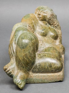 Jose de Creeft Scultura moderna di nudo femminile reclinato in serpentino verde