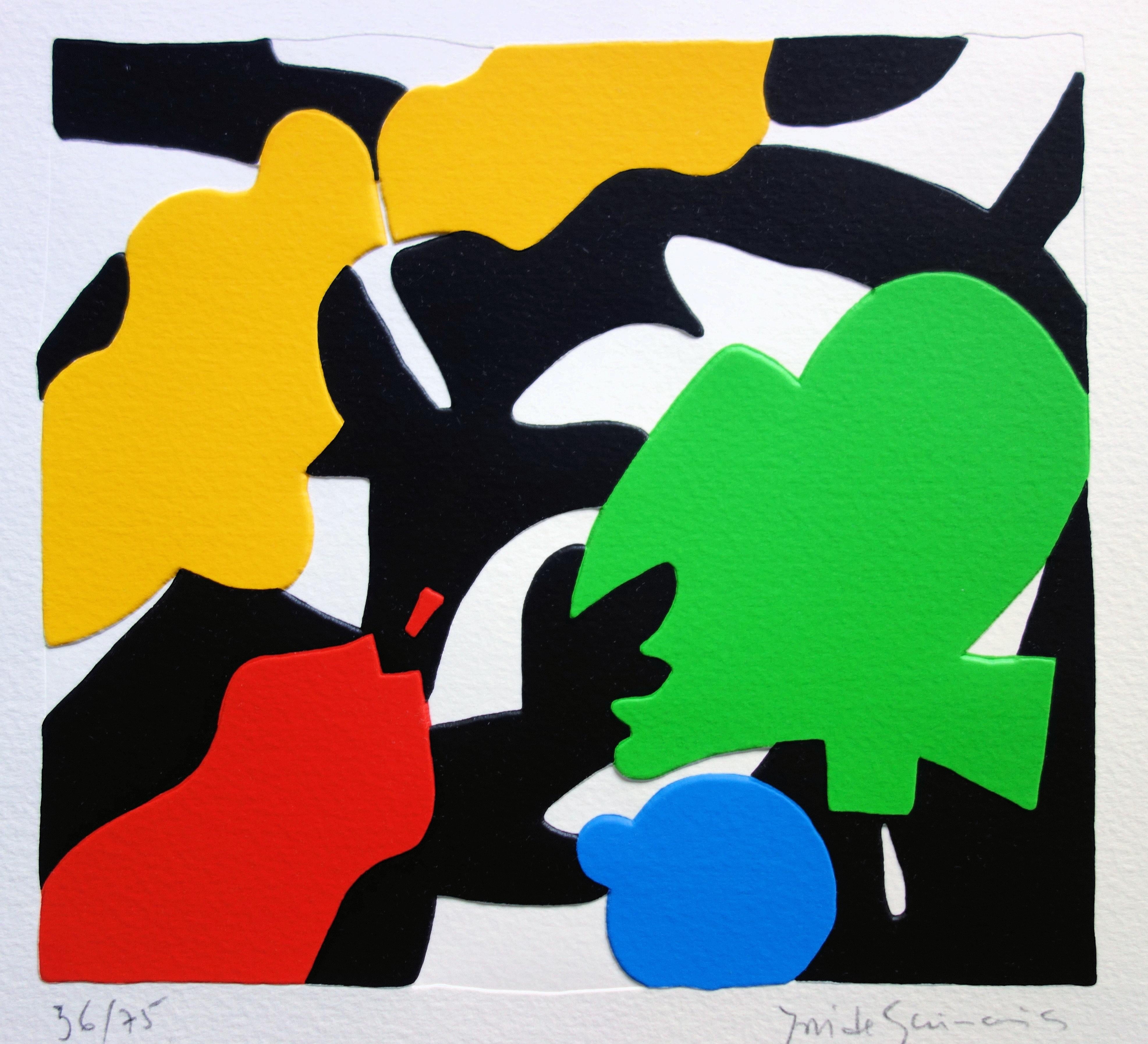 Mimesis : Color Forms - Original handsigned screen print / 75ex - Abstract Print by José de Guimaraes