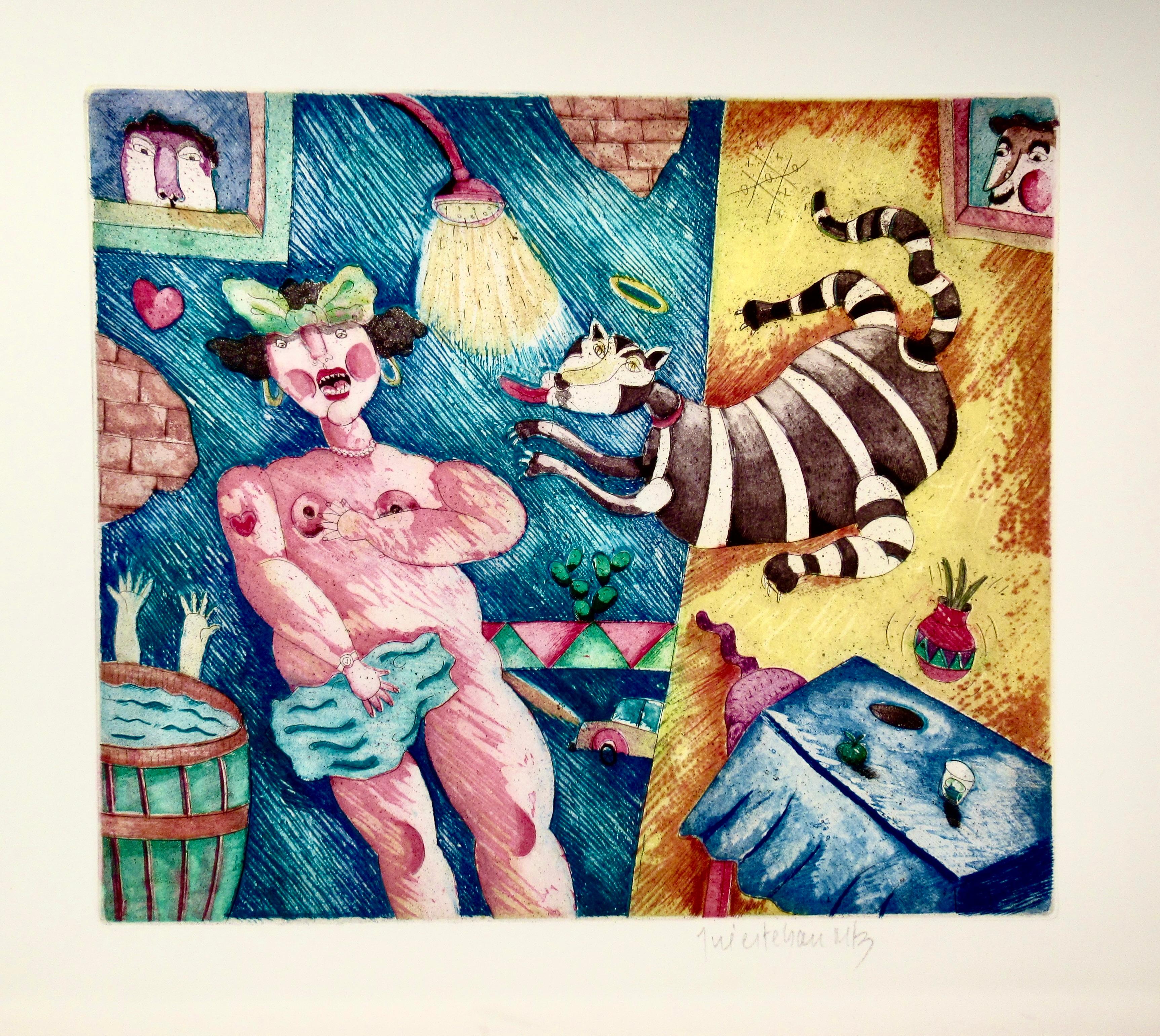 Mujer desnuda con gato