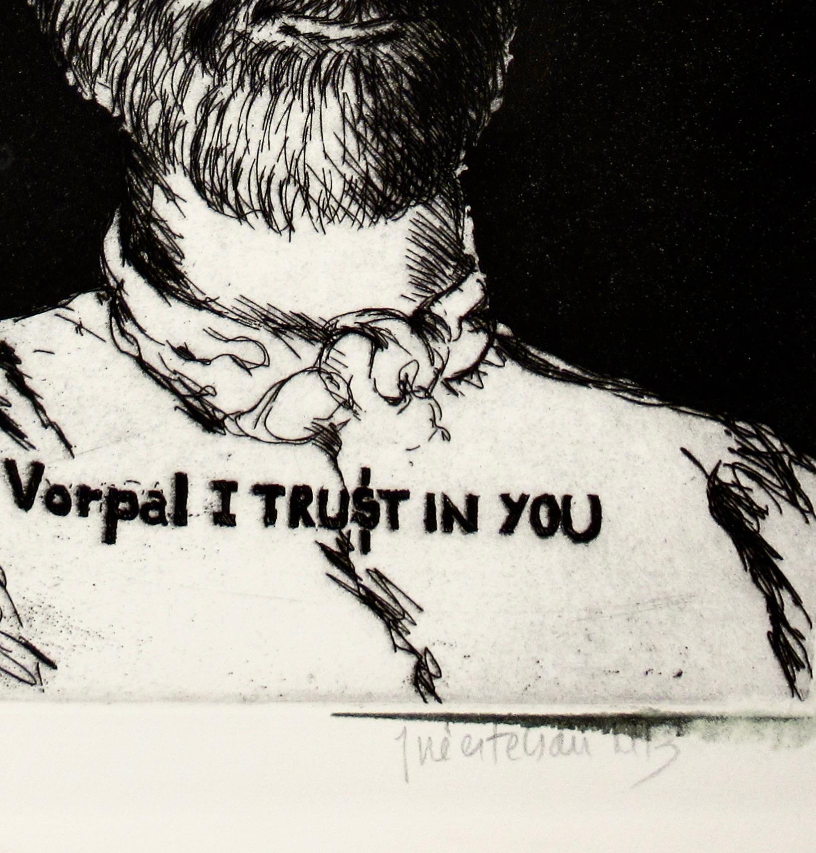 Vorpal Ich vertraue dir (Beige), Figurative Print, von Jose Esteban Martinez