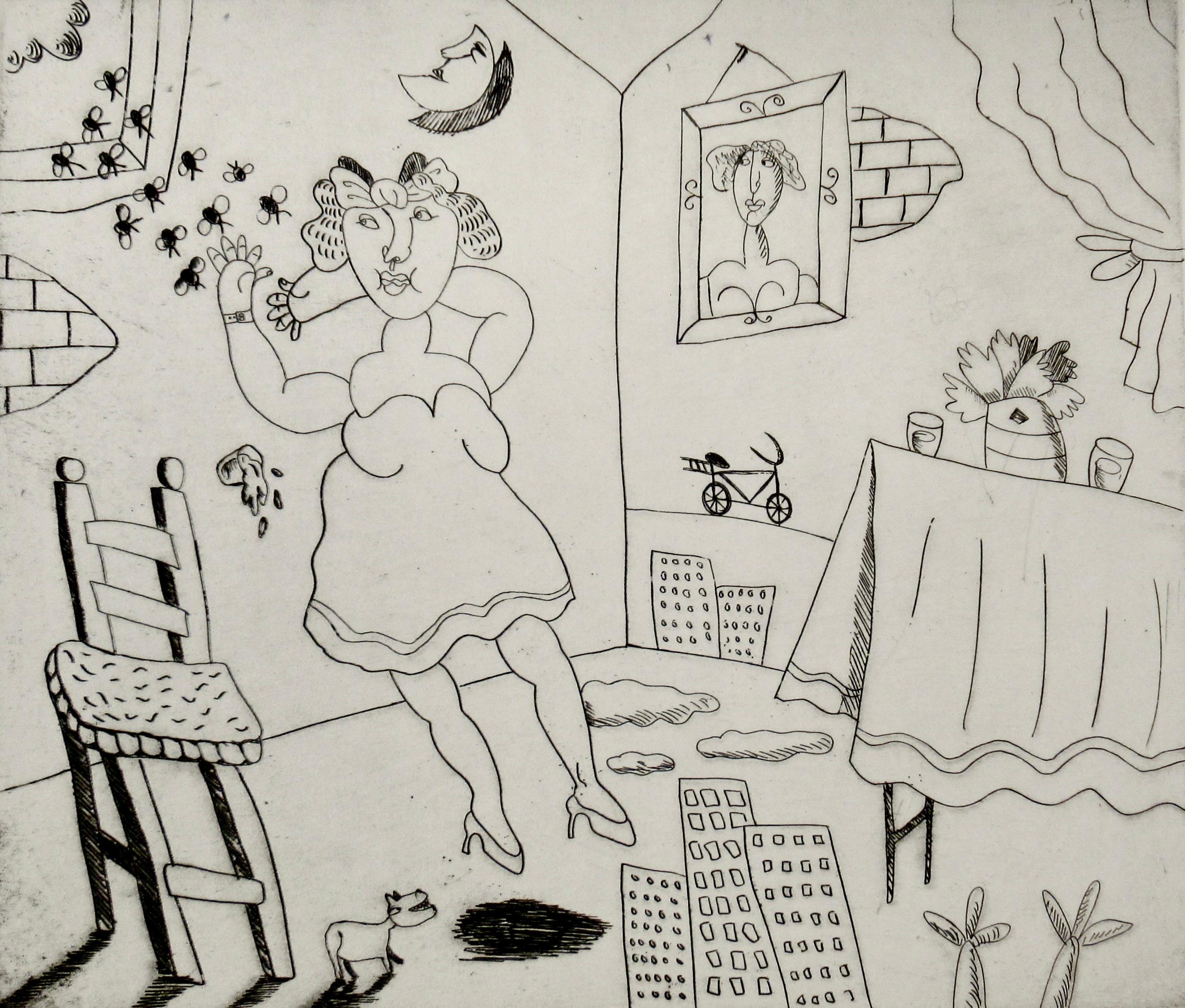 Woman in Interior - Print by Jose Esteban Martinez