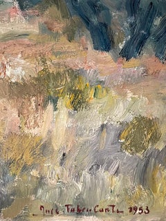 "Farmer and Horses" by J. Fabri-Conti - Oil on Canvas - 114x146 cm