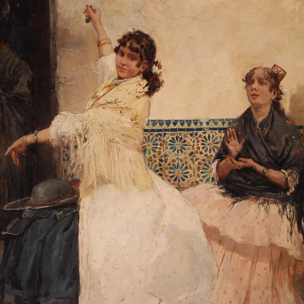 19. Jahrhundert Öl auf Leinwand Spanische Malerei Signiert Gallegos Flamenco-Tänzerin, 1890 im Angebot 8
