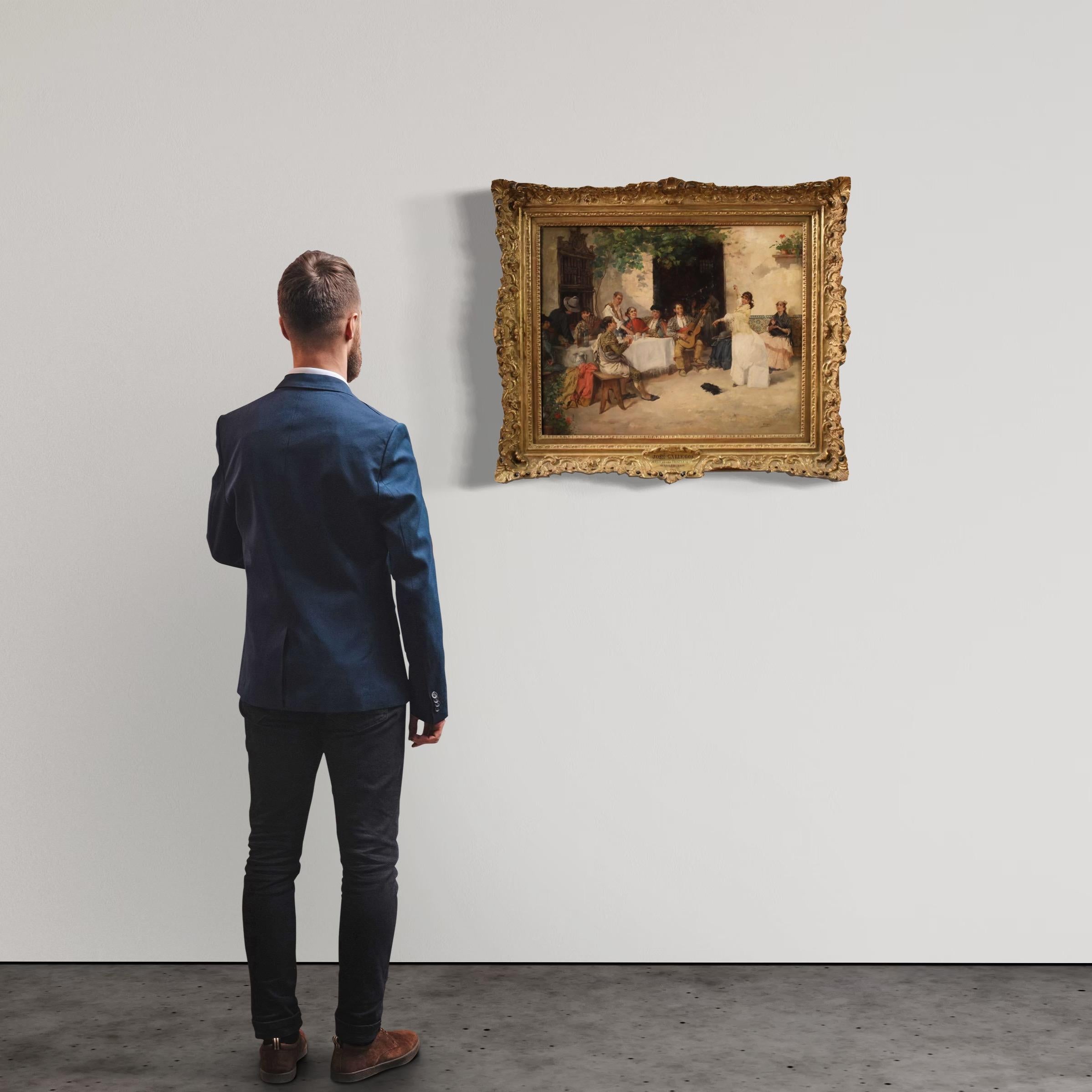 19. Jahrhundert Öl auf Leinwand Spanische Malerei Signiert Gallegos Flamenco-Tänzerin, 1890 – Painting von José Gallegos y Arnosa