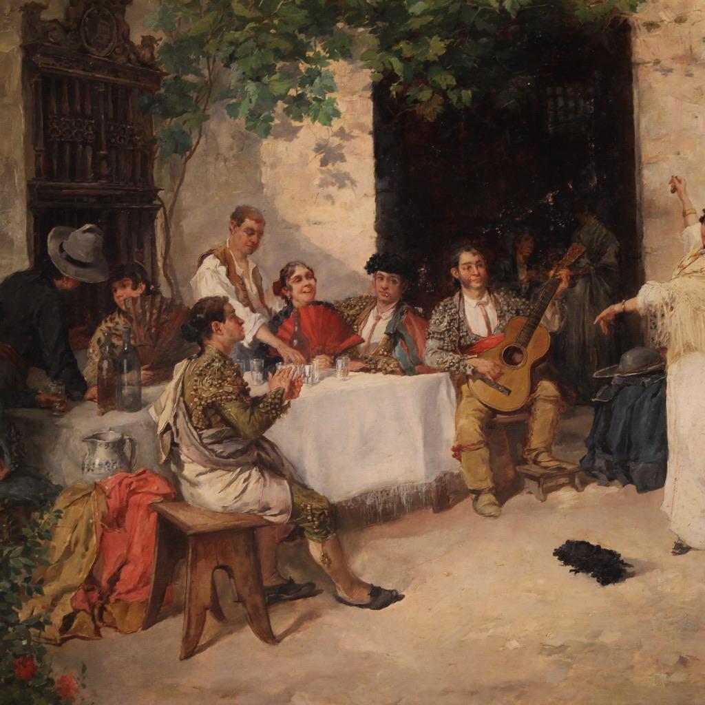 19. Jahrhundert Öl auf Leinwand Spanische Malerei Signiert Gallegos Flamenco-Tänzerin, 1890 im Angebot 1