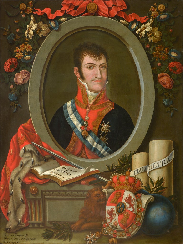 José Gil de Castro Figurative Painting - Portrait of King Ferdinand VII of Spain by Jose Gil de Castro, Peruvian 1817