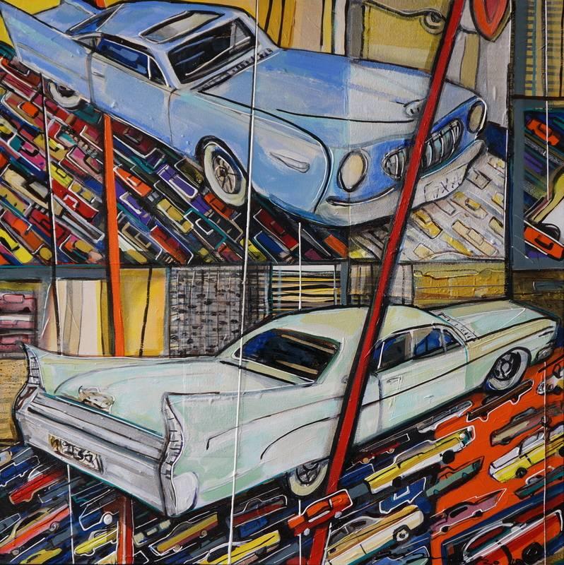 Muscle Cars / Blue or Green - Mixed Media Art by José Gonçalves
