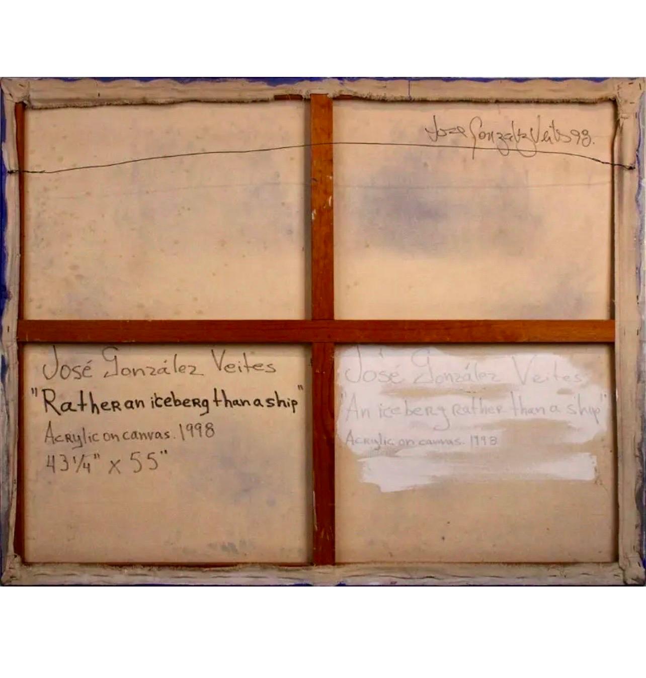Grande pittura a olio astratta latinoamericana blu Arte messicana Jose Gonzalez Veites in vendita 10