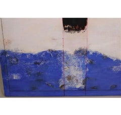 Large Latin American Blue Abstract Oil Painting Mexican Art Jose Gonzalez Veites